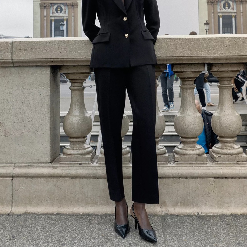 ZARA IRONED CREASE STRAIGHT LEG PANTS
